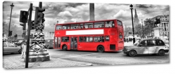 autobus, czerwony, pitrowy, londyn, anglia, podr, skrzyowanie, street, szare to, ulica, b&w