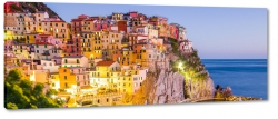 cinque terre, riomaggiore, miasto na wzgrzu, wochy, italia, budynki, kolorowe, zatoka, skay, klif