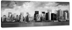 skyline, nowy jork, new york, brooklyn, east river, rzeka, miasto, city, metropolia, panorama, b&w, wieowce