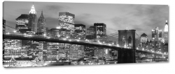 most brookliski, blask wiate, panorama, manhattan, nowy jork, miasto, city, metropolia, noc, b&w, szary