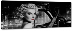 marylin monroe, gwiazda, moda, styl, kobieta, sawa, seksapil, miasto, city, samochd, b&w, czarny