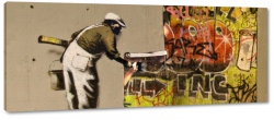 graffiti, mur, ciana, banksy