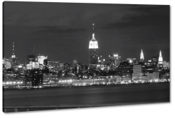 skyline, nowy jork, new york, brooklyn, east river, empire state building, rzeka, ciemno, dark, noc, czarny