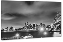 harbour bridge, sydney, australia, skyline, city, noc, dark, most, opera house, zatoka, port jackson, widok, krajobraz