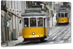 tramwaj, lty, lizbona, portugalia, vintage, podr, transport, podr, szare to, kamienice