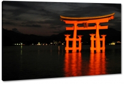 itsukushima, miyajima, brama torii, morze japoskie, podr, noc, dark, ciemno