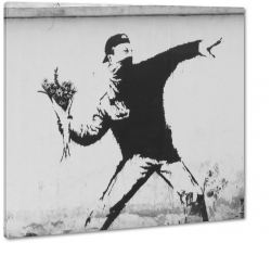 banksy, graffiti, anarchia, walka, bukiet, ciana, mur, mural
