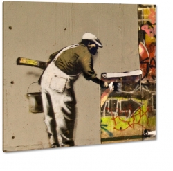 banksy, graffiti, mur, mural, malarz, tapeta, street art