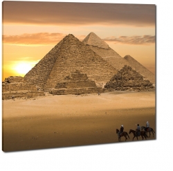 piramidy, egipt, zabytki, staroytno, pomaraczowy, piasek, konie,