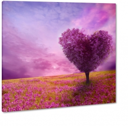 drzewo, mio, romantyczne miejsce, serce, fioletowy, wrzosowy
