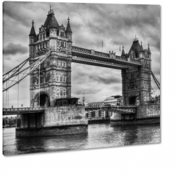 tower bridge, londyn, most, black and white