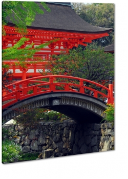 czerwony most, japonia, ogrd, zen, spokj, pejza, lato, jesie
