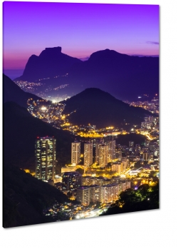 rio de janeiro, brazylia, gry, miasto noc, blask, fiolet, wieowce, widok, krajobraz