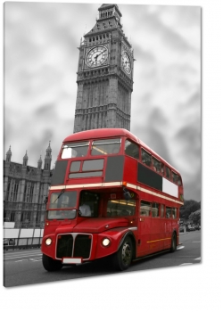 big ben, londyn, london, anglia, wielka brytania, autobus, zegar, czerowny, podr