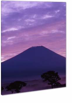 gra, wulkan, fuji, japonia, drzewa, fioletowy, krajobraz, widok