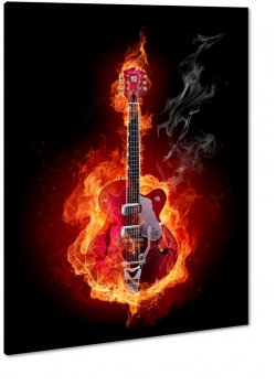 gitara, muzyka, ogie, pomie, dym, rock, koncert, ognista, struny, czerwona, art, abstrakcja, czarne to