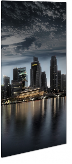 singapur, miasto, metropolia, city, dark, ciemny, chmury, skyline, brzeg, pochmurno, wieowce