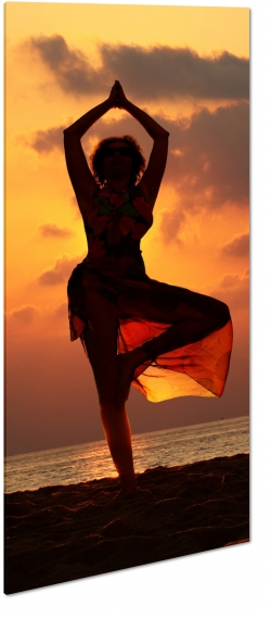 kobieta, taniec indyjski, joga, indie, sukienka, wiatr, morze, plaa, zachd soca, brzeg, zmrok