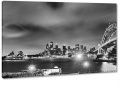 harbour bridge, sydney, australia, most, opera house, zatoka, port jackson, b&w