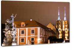 wrocaw, rynek, katedra, rzeba, statua, noc, wiata, koci, religia, kultura, polska