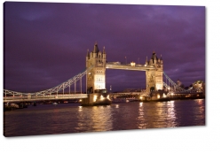 tower bridge, tamiza, londyn, london, anglia, wielka brytania, rzeka, most, noc, fioletowy