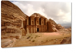 ad deir, jordan, petra, piaskowiec, budowla, zabytek, wykuty, pustynny, widok, atrakcja