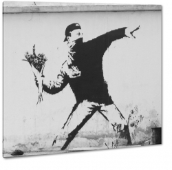 banksy, graffitti, bukiet kwiatw
