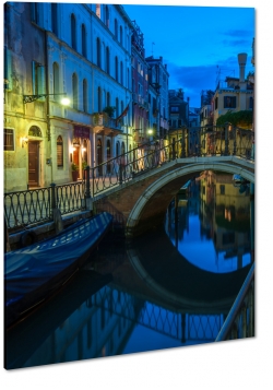 wenecja, venice, gondola, most, canale grande, rzeka, wochy, italia, restauracje, noc, dark