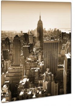 empire state buliding, nowy jork, usa, wiea, biurowiec, wysoko, miasto, city, metropolia, drapacz chmur, sepia, do salonu