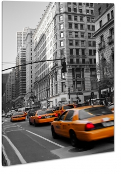 takswki, taxi, street foto, nowy jork, city, miasto, wieowce, ruch uliczny, szare to, b&w