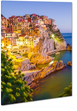 cinque terre, riomaggiore, miasto na wzgrzu, wochy, italia, budynki, kolorowe, zatoka, skay, klif