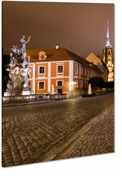 wrocaw, rynek, katedra, rzeba, statua, noc, wiata, koci, religia, kultura, polska