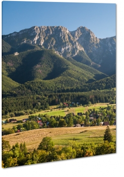 giewont, zakopane, dolina, pasmo, tatry, szczyt, gry, wspinaczka, las, widok, krajobraz, pole, wie, uprawa