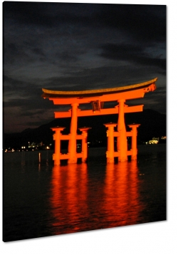 itsukushima, miyajima, brama torii, kyoto, morze japoskie, podr, noc, dark, ciemno, czarny, czerwony