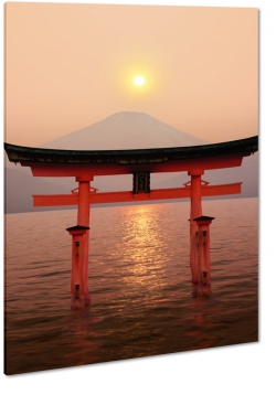 itsukushima, miyajima, brama torii, kyoto, morze japoskie, podr, gra, soce