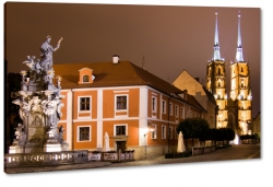 wrocaw, rynek, katedra, rzeba, statua, noc, wiata, koci, religia, kultura, polska