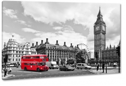 big ben, lonon eye, autobus, czerwony, plac, centrum, , b&w