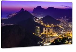 rio de janeiro, brazylia, gry, miasto noc, blask, fiolet, wieowce, widok, krajobraz