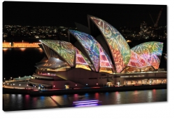 sydney opera house, australia, sydney, opera, sztuka, atrakcja, kolorowe, tczowe, noc