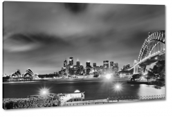 harbour bridge, sydney, australia, most, opera house, zatoka, port jackson, b&w