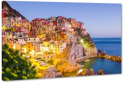 cinque terre, riomaggiore, miasto na wzgrzu, wochy, italia, budynki, kolorowe, zatoka, skay, klif