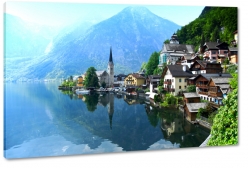 alpy, austria, jezioro, gry, koci, witynia, widok, nad brzegiem, klimat, odpoczynek, lustrzane odbicie
