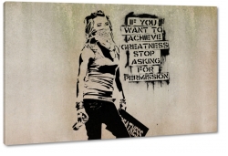 banksy, street art, graffiti, malarstwo, sztuka, art, kobieta, symbolika, cytat, przekaz, chusta, spray