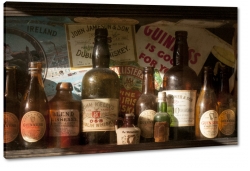 butelki, szko, alkohol, kolekcja, wystawa, stary, brzowy, bar, restauracja, biznes