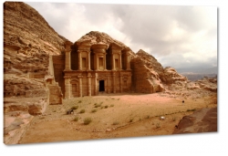 ad deir, jordan, petra, piaskowiec, budowla, zabytek, wykuty, pustynny, widok, atrakcja