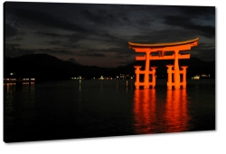 itsukushima, miyajima, brama torii, kyoto, morze japoskie, podr, noc, dark, ciemno, czarny, czerwony