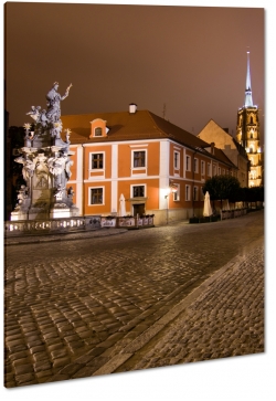 wrocaw, rynek, katedra, rzeba, statua, noc, wiata, koci, religia, kultura, polska