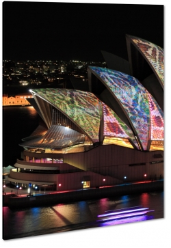 sydney opera house, australia, sydney, opera, sztuka, atrakcja, kolorowe, tczowe, noc