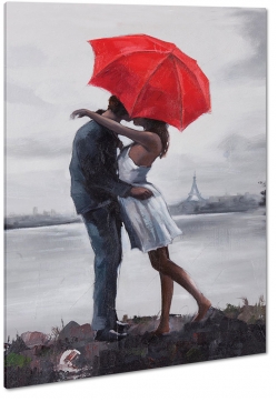 parasol, para, zakochani, mio, pocaunek, deszcz, pary, francja, wiea eiffla, b&w