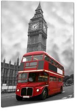 big ben, westminster, anglia, londyn, szary, b&w, czerwony autobus